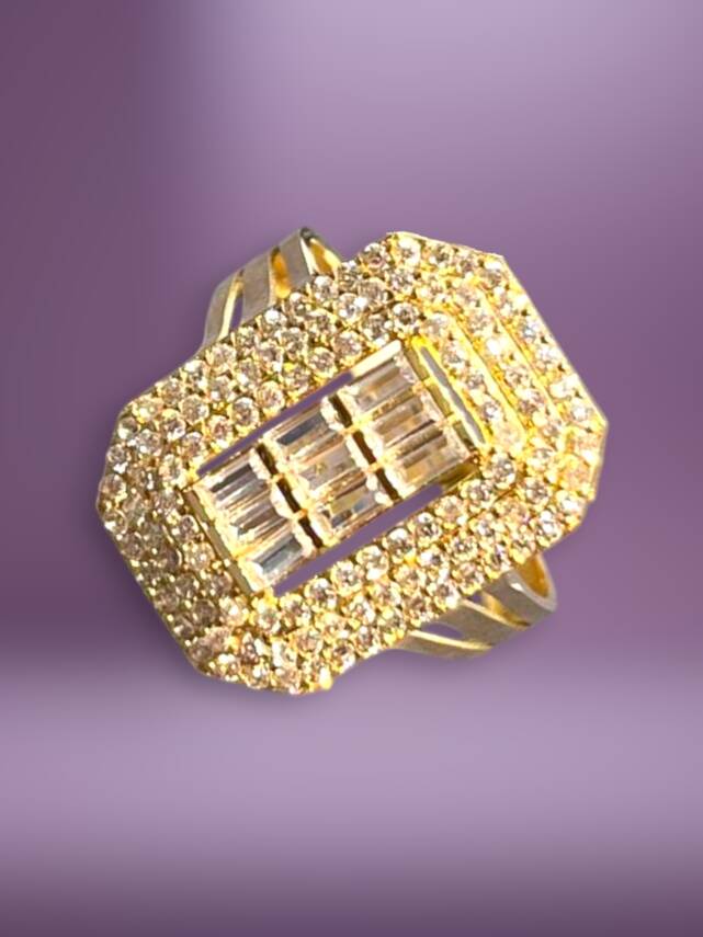 14 Ayar Altın Toz Baget Yüzük - 6