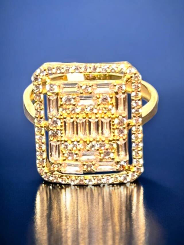 14 Ayar Altın Toz Baget Yüzük - 8