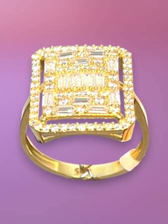 14 Ayar Altın Toz Baget Yüzük - 2