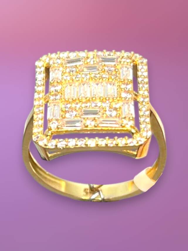 14 Ayar Altın Toz Baget Yüzük - 2