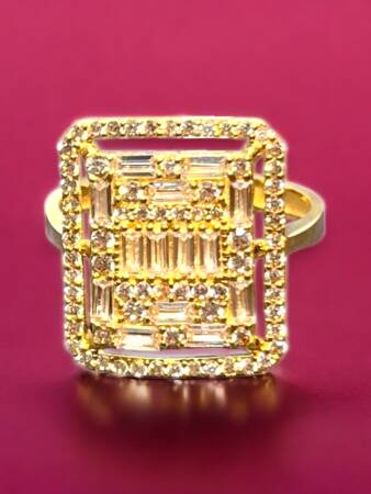 14 Ayar Altın Toz Baget Yüzük - 