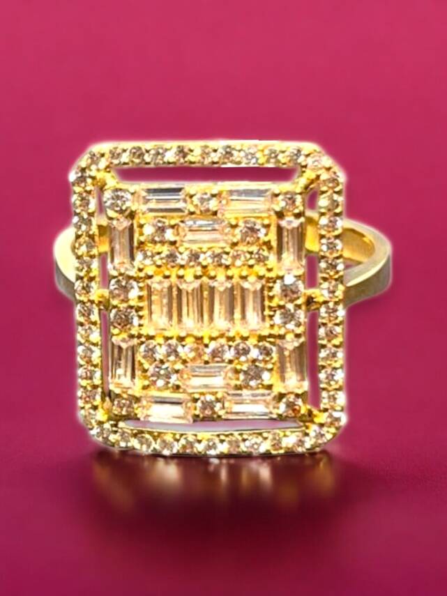 14 Ayar Altın Toz Baget Yüzük - 1