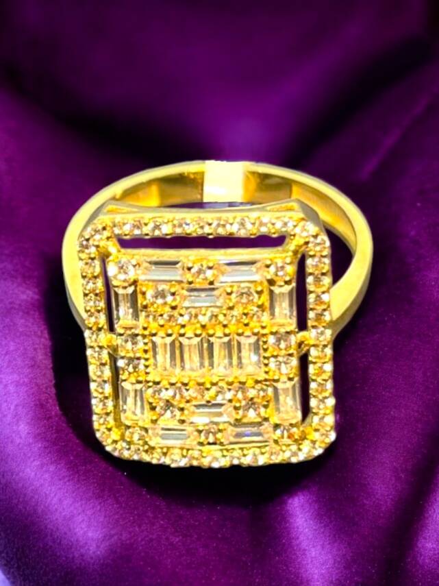 14 Ayar Altın Toz Baget Yüzük - 4