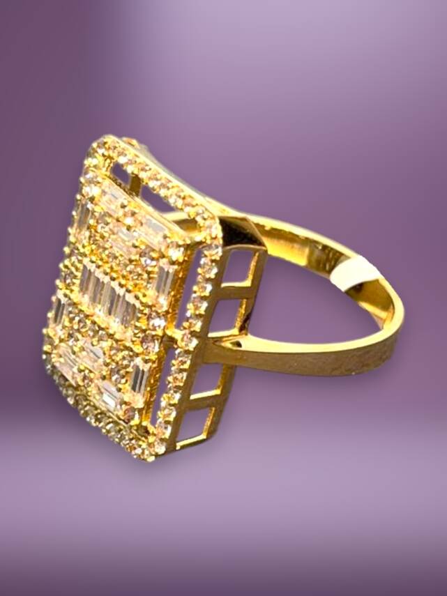 14 Ayar Altın Toz Baget Yüzük - 6