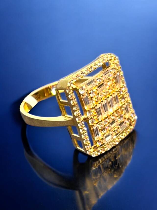 14 Ayar Altın Toz Baget Yüzük - 3