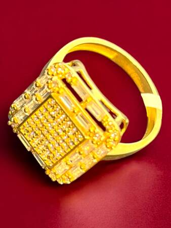 14 Ayar Altın Toz Baget Yüzük - 6