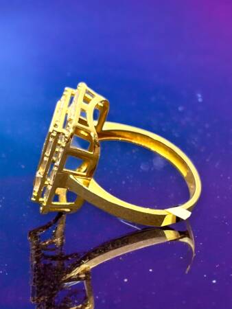 14 Ayar Altın Toz Baget Yüzük - 2