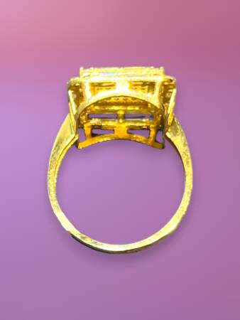 14 Ayar Altın Toz Baget Yüzük - 8