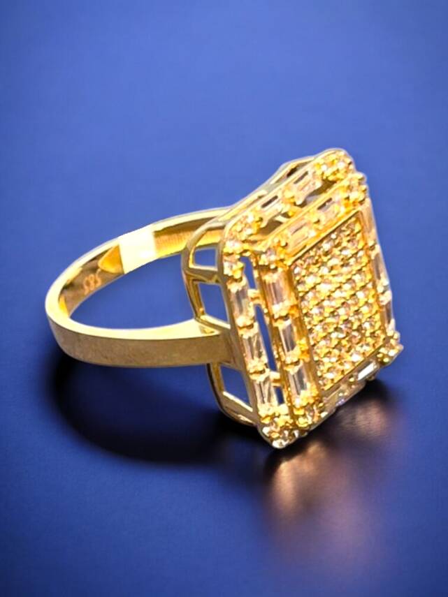 14 Ayar Altın Toz Baget Yüzük - 5