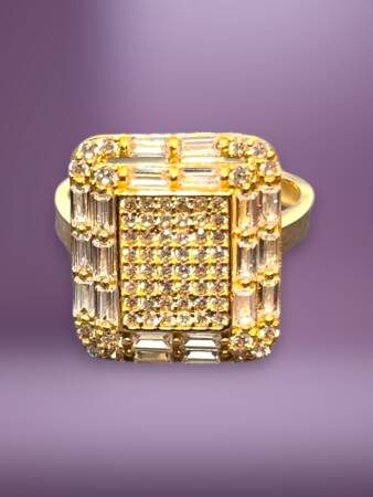 14 Ayar Altın Toz Baget Yüzük - 3