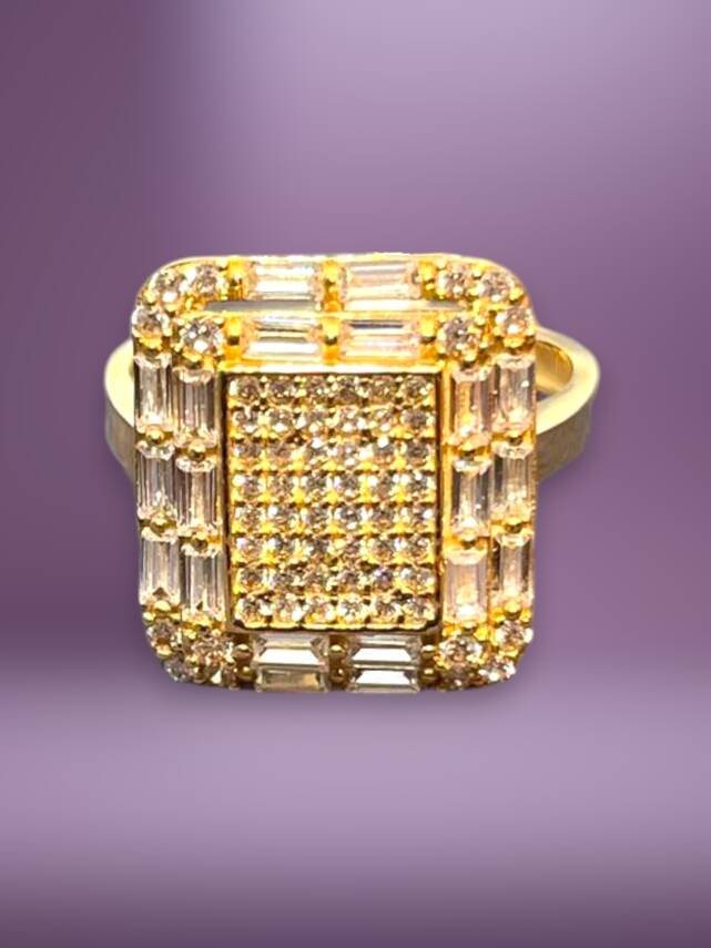 14 Ayar Altın Toz Baget Yüzük - 3