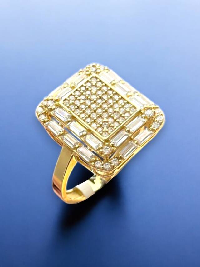 14 Ayar Altın Toz Baget Yüzük - 7