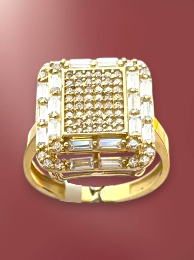 14 Ayar Altın Toz Baget Yüzük - 1