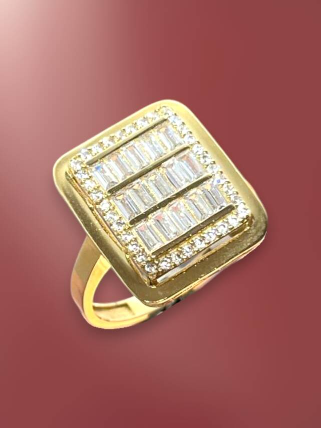 14 Ayar Altın Toz Baget Yüzük - 6