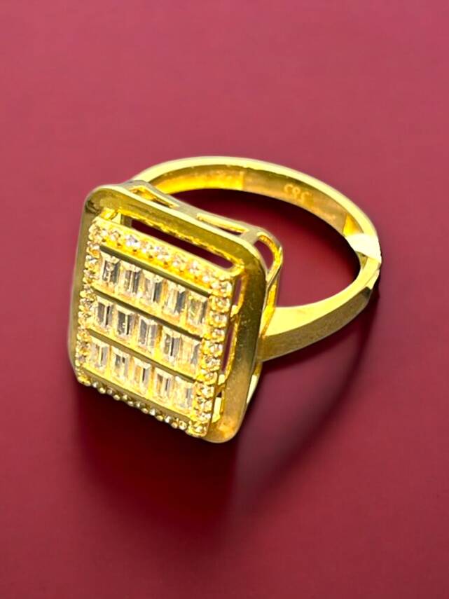 14 Ayar Altın Toz Baget Yüzük - 3