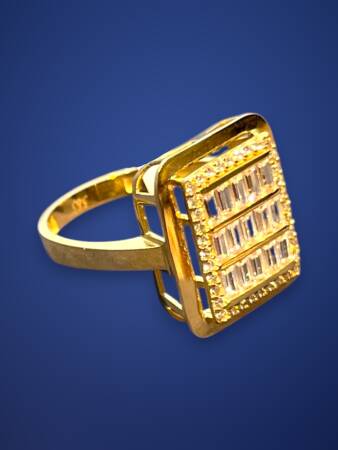 14 Ayar Altın Toz Baget Yüzük - 4