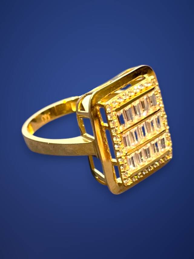 14 Ayar Altın Toz Baget Yüzük - 4