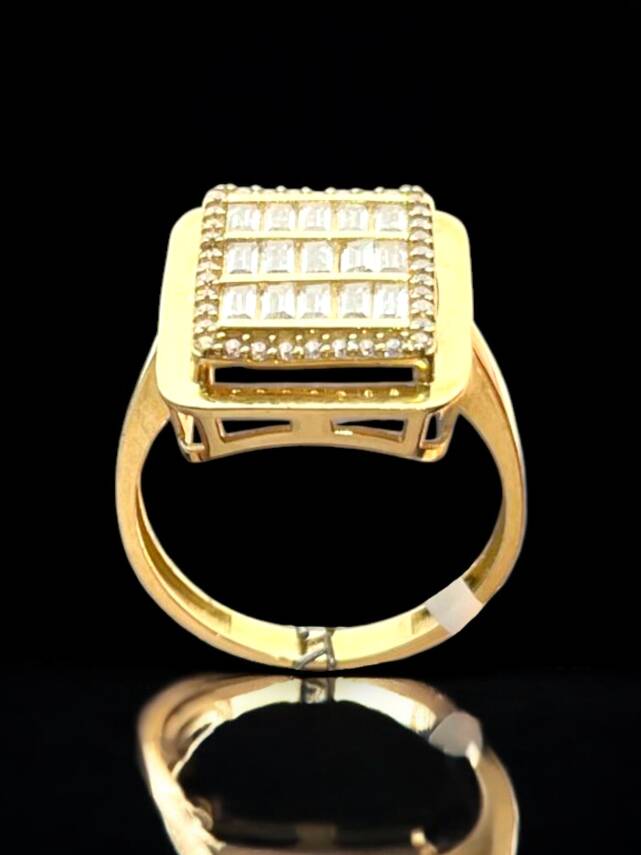 14 Ayar Altın Toz Baget Yüzük - 5