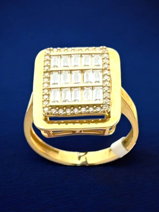 14 Ayar Altın Toz Baget Yüzük - 7