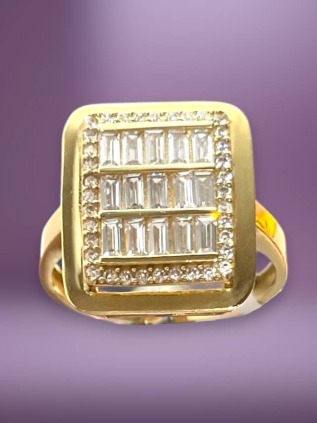 14 Ayar Altın Toz Baget Yüzük - 8