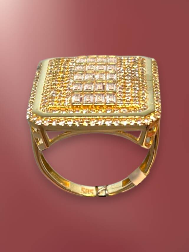 14 Ayar Altın Toz Baget Yüzük - 1