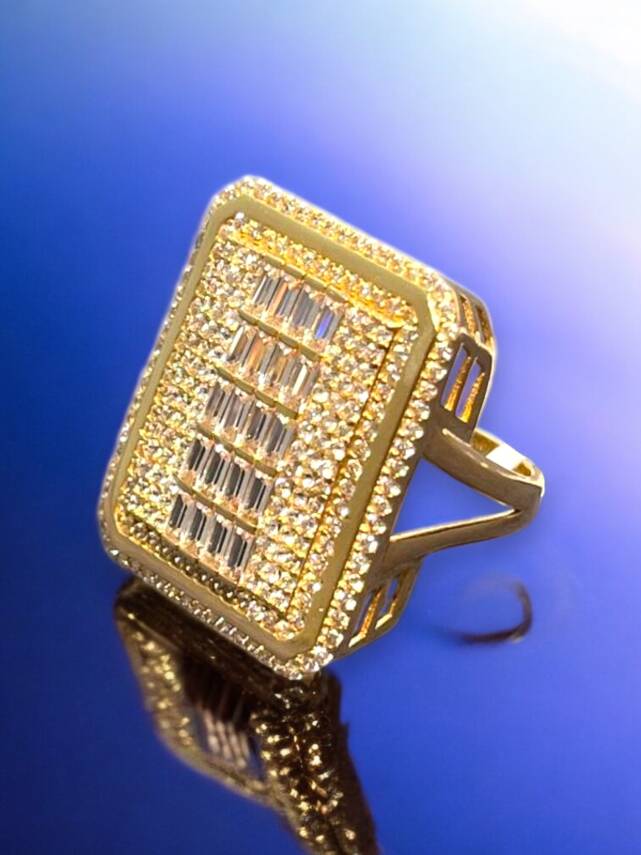 14 Ayar Altın Toz Baget Yüzük - 3