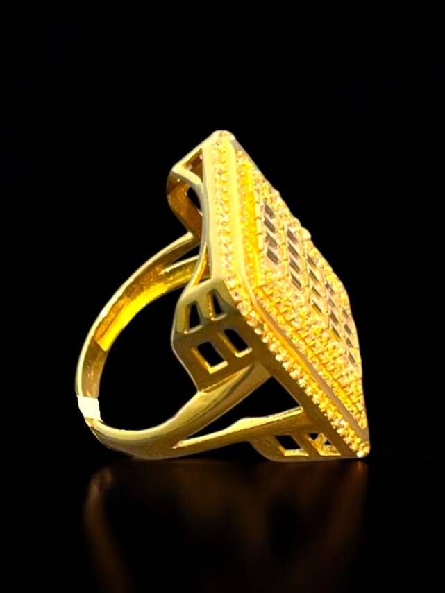 14 Ayar Altın Toz Baget Yüzük - 7