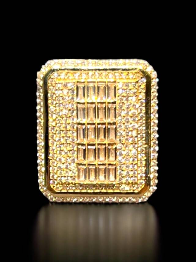 14 Ayar Altın Toz Baget Yüzük - 2