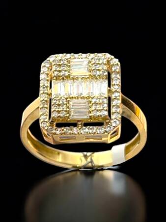 14 Ayar Altın Toz Baget Yüzük - 2