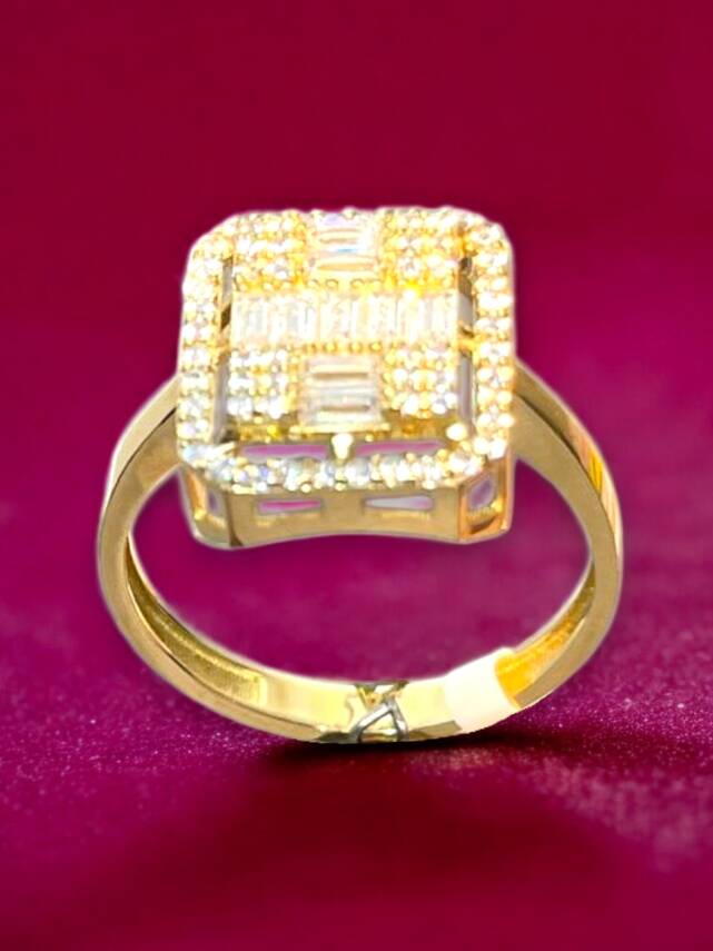 14 Ayar Altın Toz Baget Yüzük - 4