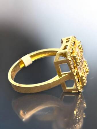 14 Ayar Altın Toz Baget Yüzük - 7