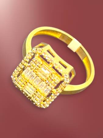 14 Ayar Altın Toz Baget Yüzük - 6