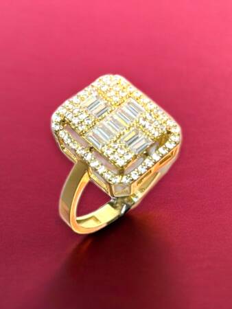 14 Ayar Altın Toz Baget Yüzük - 3