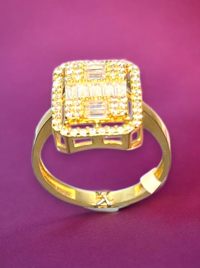 14 Ayar Altın Toz Baget Yüzük - 5