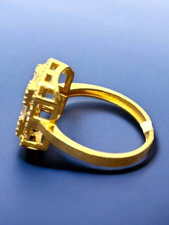 14 Ayar Altın Toz Baget Yüzük - 4