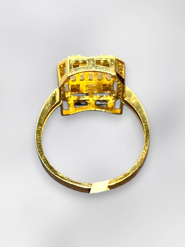 14 Ayar Altın Toz Baget Yüzük - 7