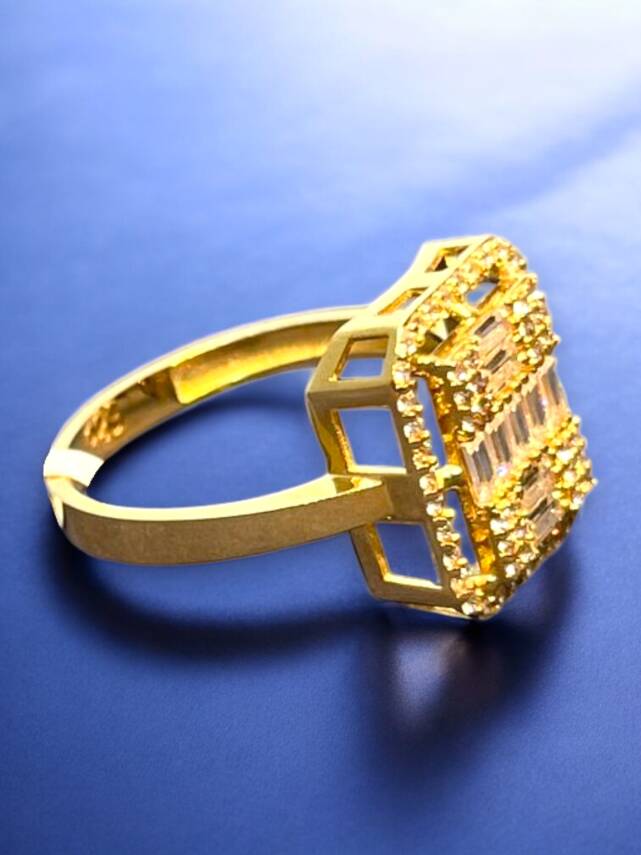 14 Ayar Altın Toz Baget Yüzük - 8