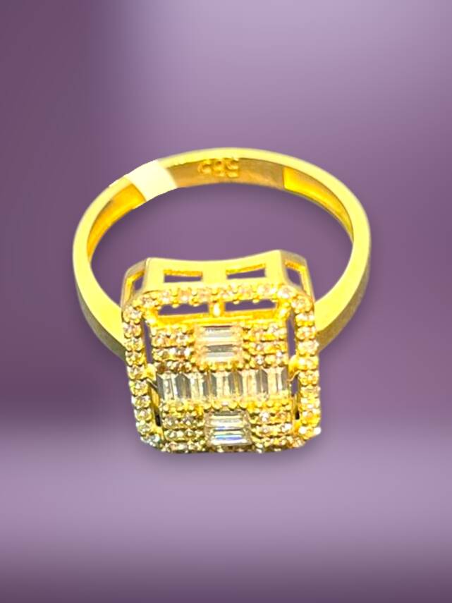 14 Ayar Altın Toz Baget Yüzük - 6