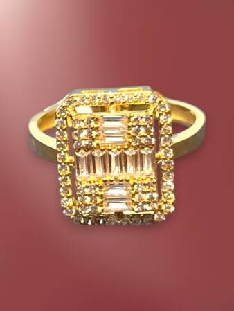 14 Ayar Altın Toz Baget Yüzük - 2