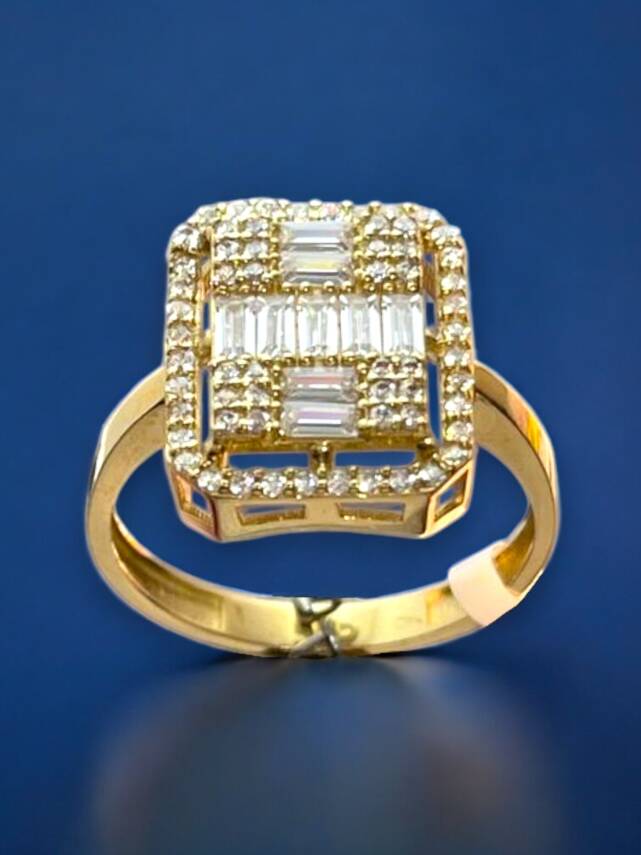 14 Ayar Altın Toz Baget Yüzük - 1