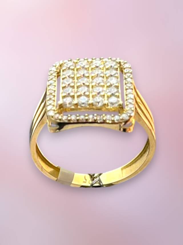 14 Ayar Altın Toz Baget Yüzük - 4