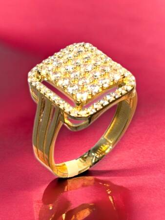 14 Ayar Altın Toz Baget Yüzük - 2