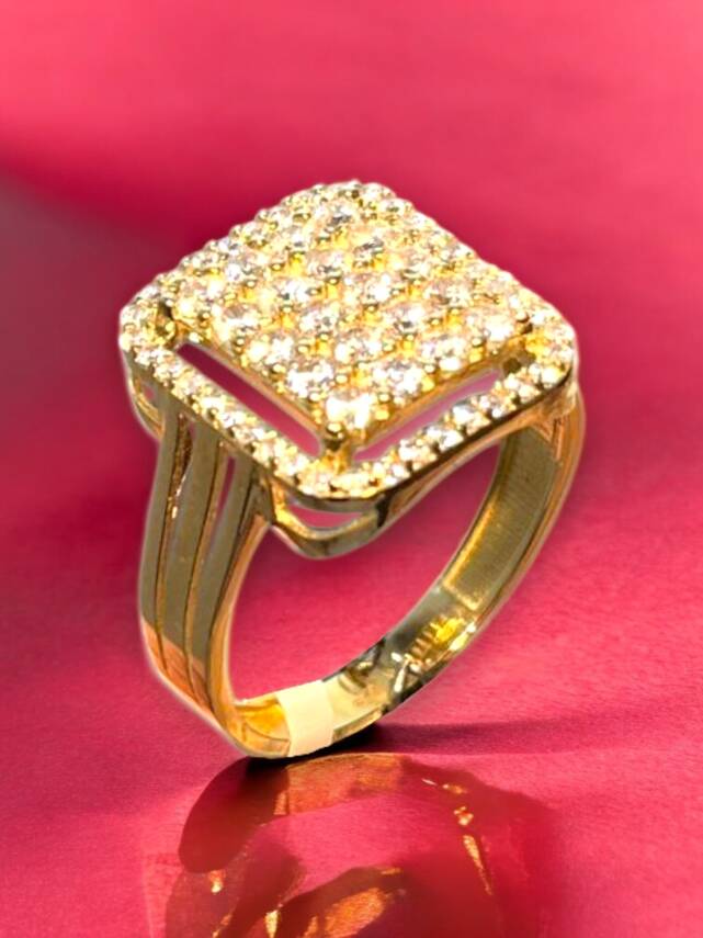 14 Ayar Altın Toz Baget Yüzük - 2