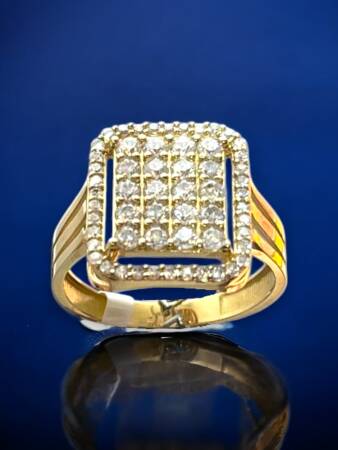 14 Ayar Altın Toz Baget Yüzük - 6