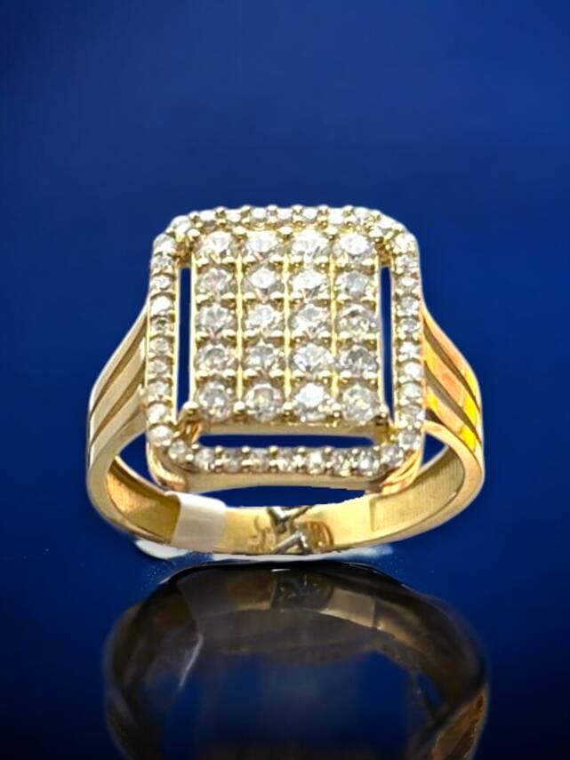 14 Ayar Altın Toz Baget Yüzük - 6