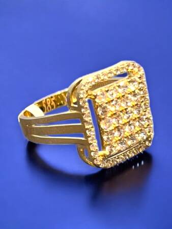 14 Ayar Altın Toz Baget Yüzük - 3