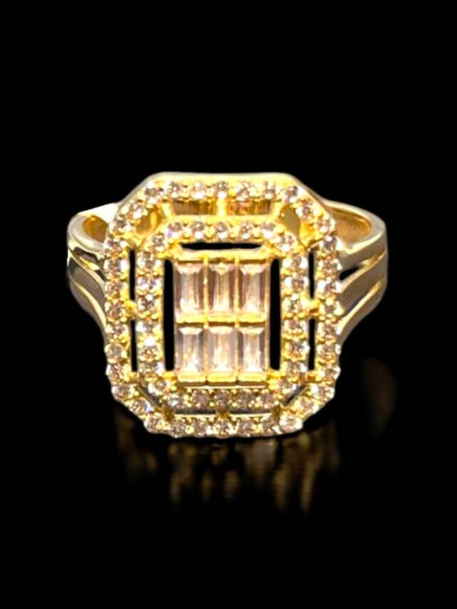 14 Ayar Altın Toz Baget Yüzük - 1