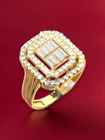 14 Ayar Altın Toz Baget Yüzük - 3