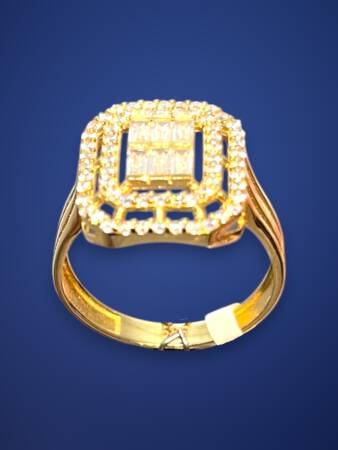 14 Ayar Altın Toz Baget Yüzük - 6