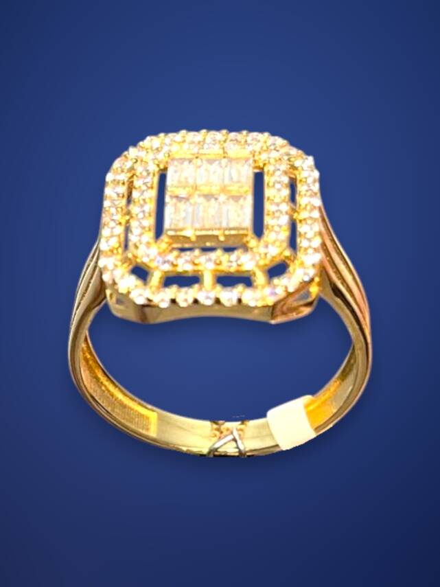 14 Ayar Altın Toz Baget Yüzük - 6